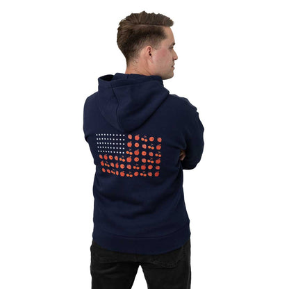 Model wearing Americana Hooded Sweatshirt