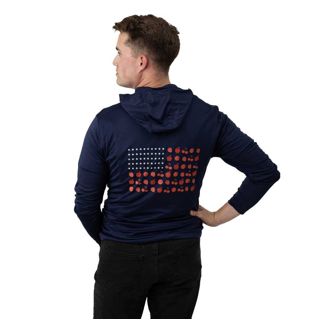 model wearing Americana Sun Shirt