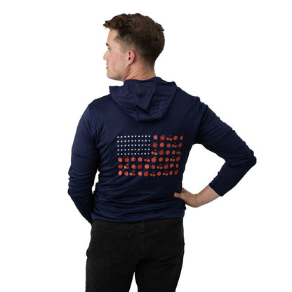 model wearing Americana Sun Shirt