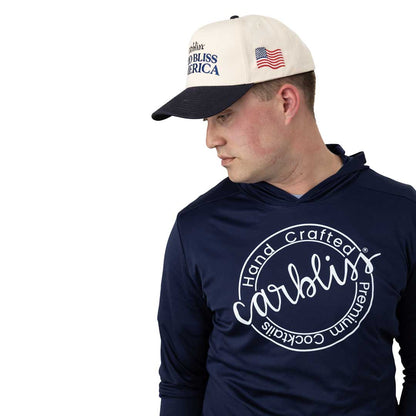 Side profile of Model wearing God Bless America Hat