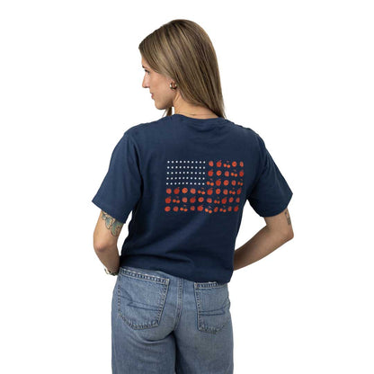 Model wearing Americana Crop Tshirt