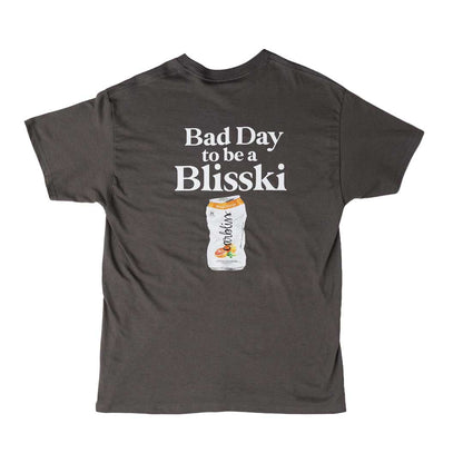 Gray t-shirt with 'Bad Day to be a Blisski' text and can on the back