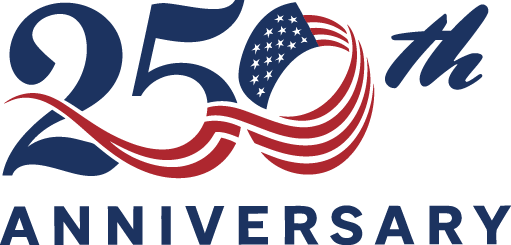 250th anniversary logo with American flag design
