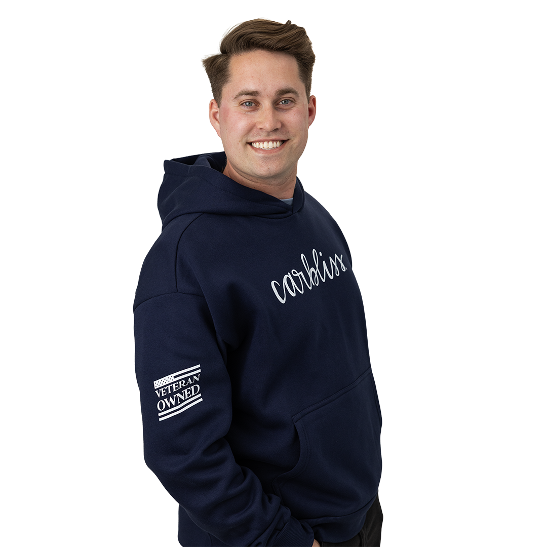 Model wearing Americana Hooded Sweatshirt