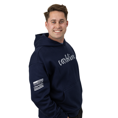 Model wearing Americana Hooded Sweatshirt