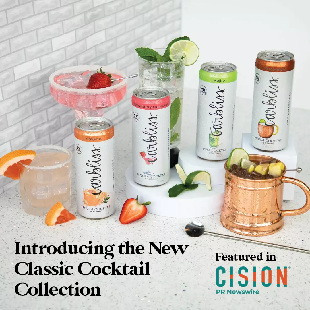 Introducing the New Carbliss Classic Cocktail Collection with paloma, strawberry margarita, mojito, and moscow mule featured in Cision PRNewswire