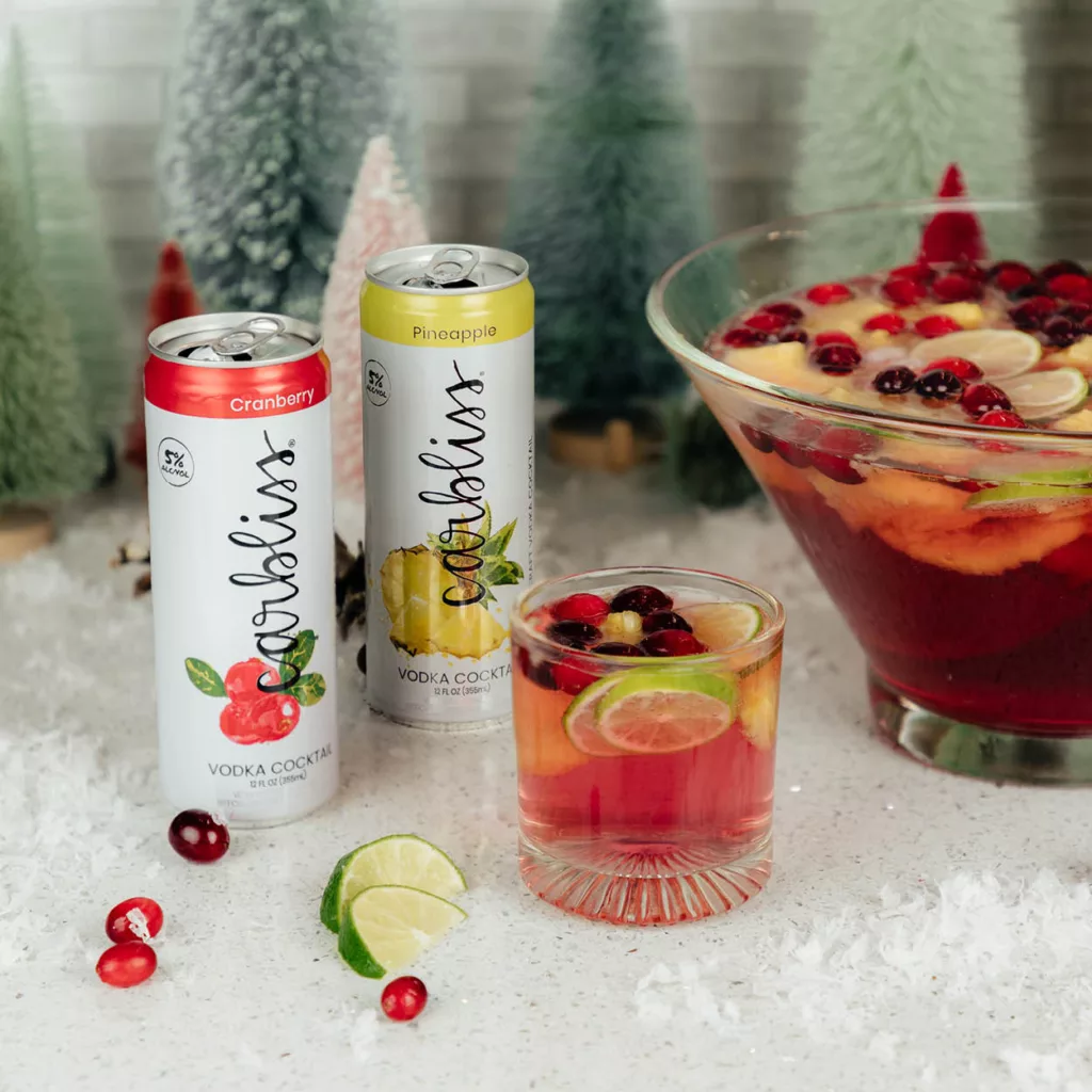 Lisstletoe holiday recipe #5: Blissmas Punch made with Cranberry Carbliss and Pineapple Carbliss