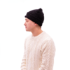 Jordan wearing a Carbliss Waffle Beanie side profile looking to the left